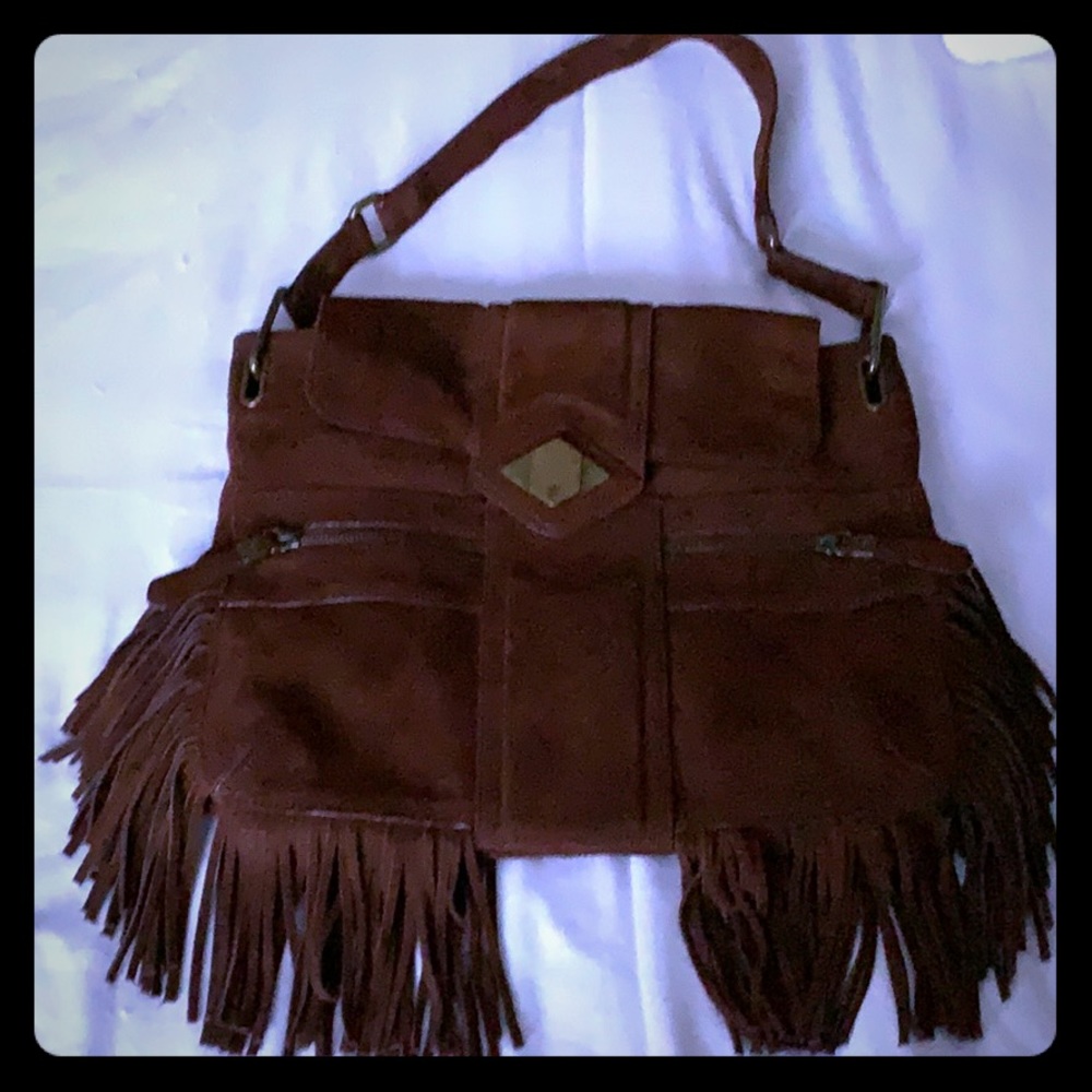 Rachel Zoe Brown Suede Fringe Messenger Bag
